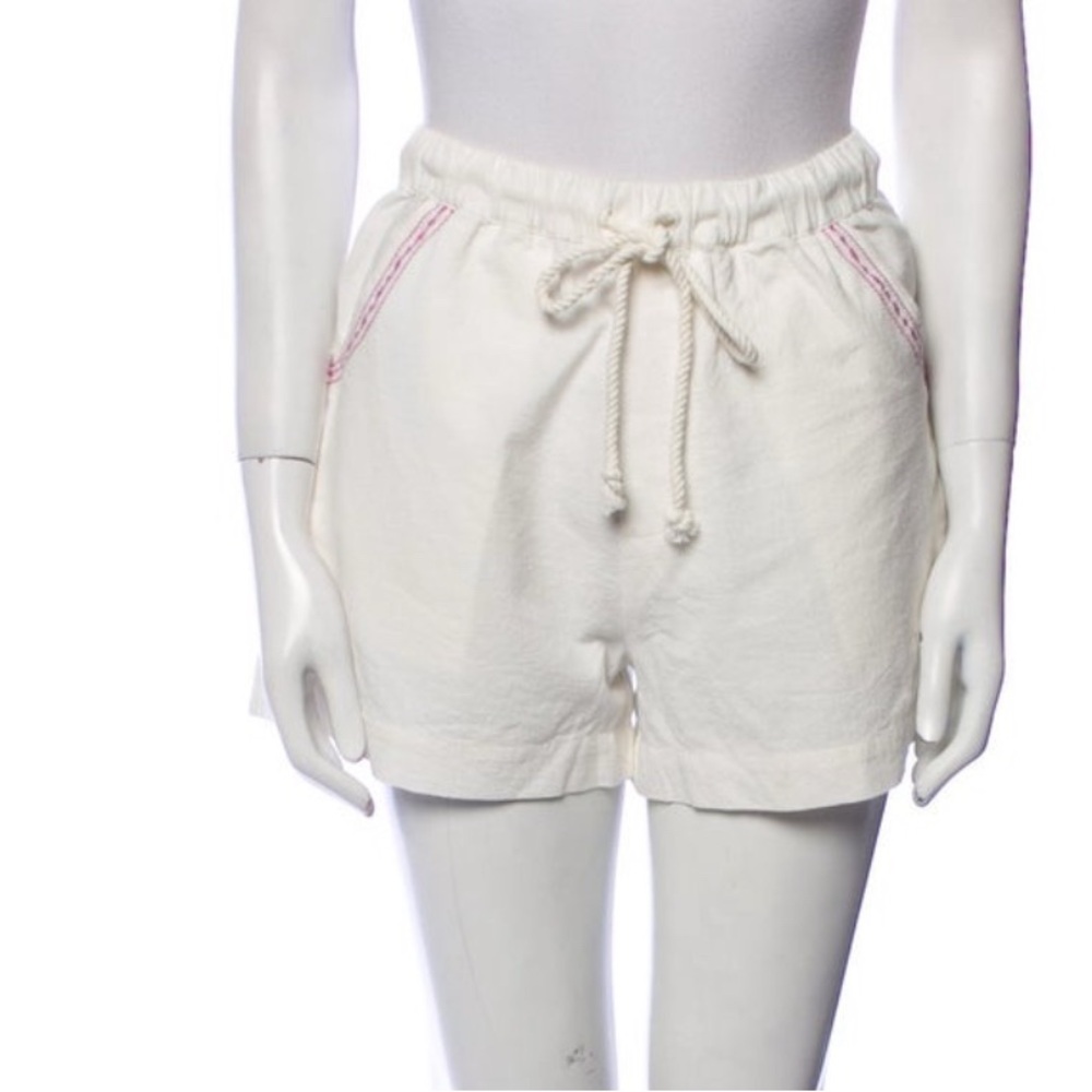 Women's Cream Drawstring Casual Shorts